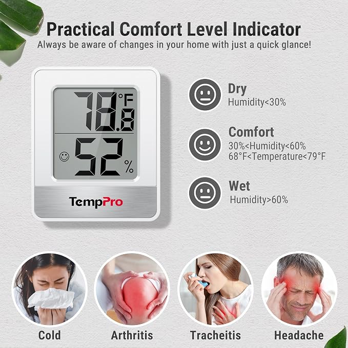 TempPro TP49 3 Pieces Digital Hygrometer Indoor Thermometer Humidity Meter Mini - Image 3