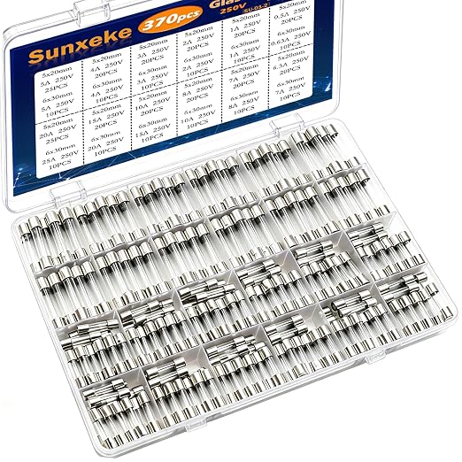 24 Values 370pcs Fast Blow Glass Fuses Assortment Kit 250V 0.5A 1A 2A 3A 4A 5A by Brandquality-Trustworthy