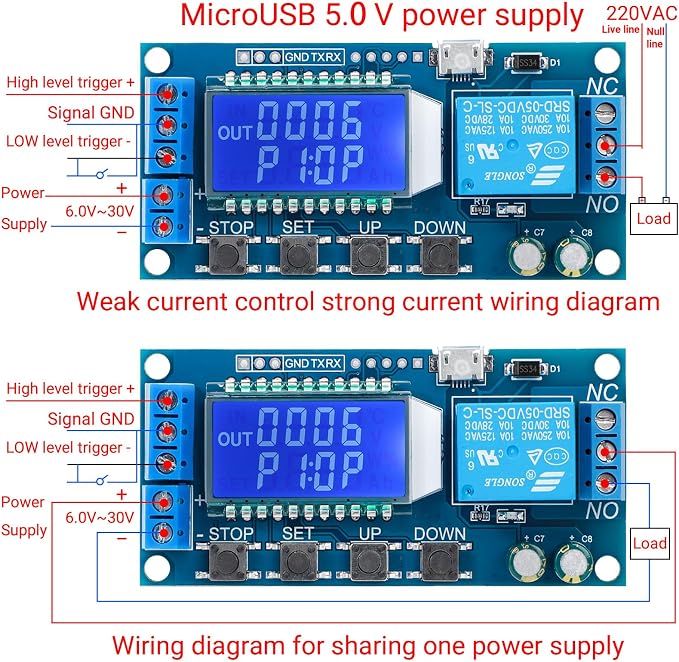 DROK Timer Relay 2pcs, DC 6V-30V LCD Display Time Delay Relay Cycle Timer - Image 3