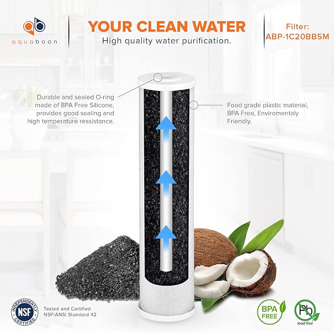 Aquaboon 5 Micron 20 x 4.5 Sediment, Anti-Scale, Carbon Water Filters Cartridges - Image 4