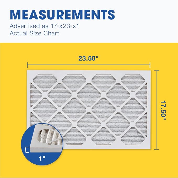 Aerostar 17 1/2x23 1/2x1 MERV 13 Pleated Air Filter, AC Furnace Air Filter - Image 2
