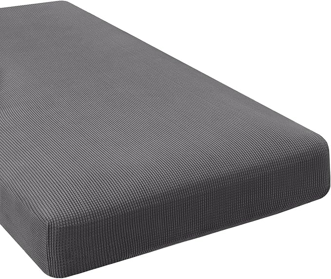 H.VERSAILTEX Super Stretch Individual Chaise Cover Sectional Couch Covers for L Shaped Sofa Both Left/Right Featuring Thick Jacquard Textured Twill Fabric (1 Piece Chaise Cover Large, Grey)