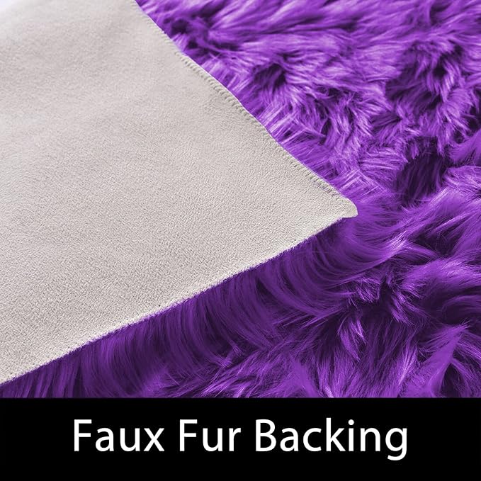 Latepis Bedroom Shag 4x6 Rug Purple Shaggy Fluffy Faux Fur Rug Machine Washable Area Rugs for Living Room Office Dorm Plush Rugs Home Decor Rectangle