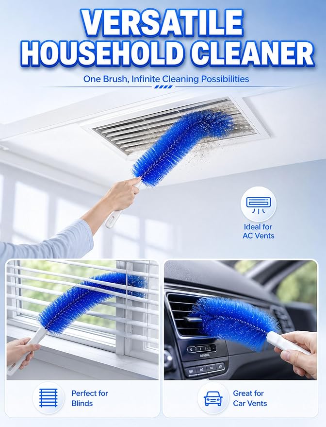 Bendable Microfiber Head, 2026 New Reusable Dust Remover, Fan Brush Cleaner - Image 4