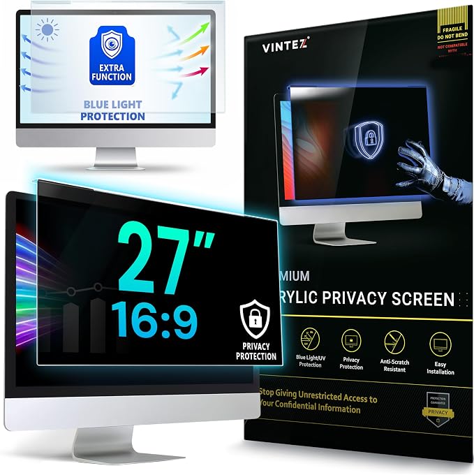 Acrylic 27 Inch Computer Privacy Screen Filter Compatible by VINTEZ