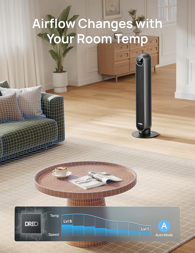 DREO Tower Fan for Bedroom, 2026 Upgraded DC Motor, 28ft/s High Velocity - Image 6