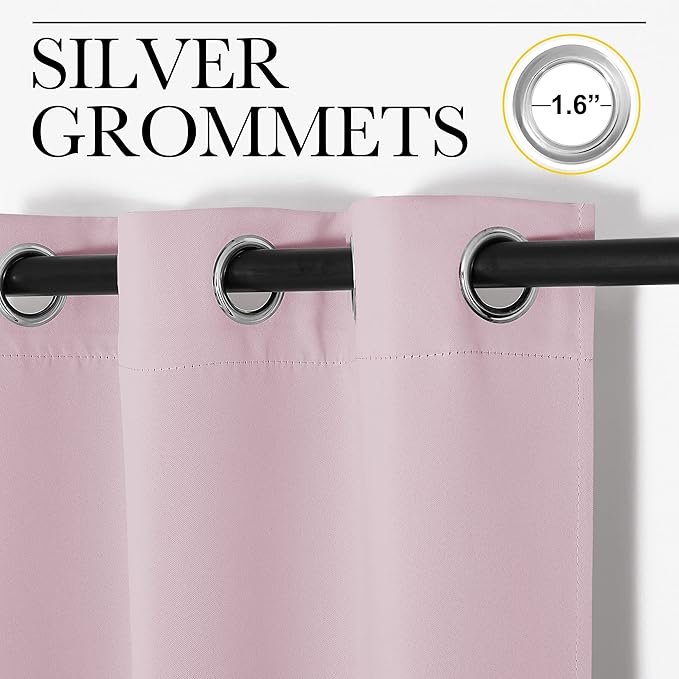 NICETOWN Baby Pink Blackout Curtains 86 inches Length for Living Room, 2 Panels, 55" Wide, Thermal Insulated Long Drapes for Large Window