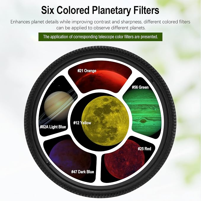 Astromania Telescope Filter Set, 1.25 inches Six Color Filters Kit, Telescope - Image 3