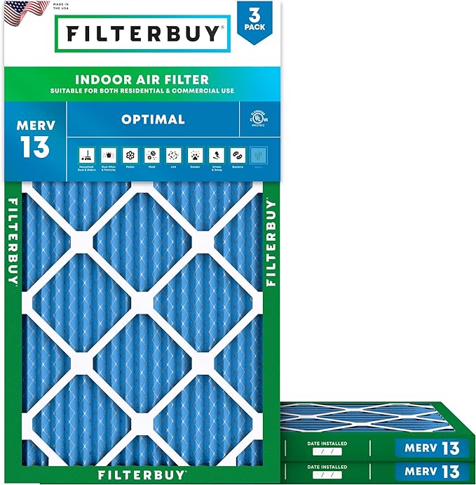 Filterbuy 15x25x1 Air Filter MERV 13 Optimal Smoke & Allergy Defense, by Filterbuy