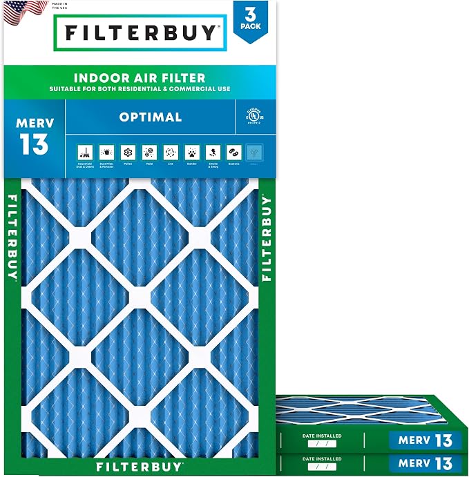 Filterbuy 16x30x1 Air Filter MERV 13 Optimal Smoke & Allergy Defense, by Filterbuy