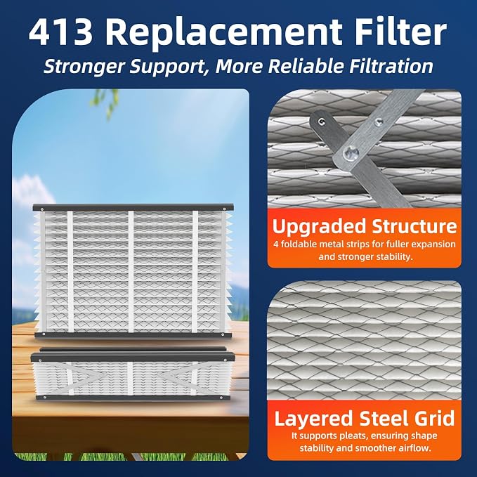 2 Pack 413 Replacement Air Filter, MERV 13, Actual Size: 16"x28"x4", Nominal - Image 4