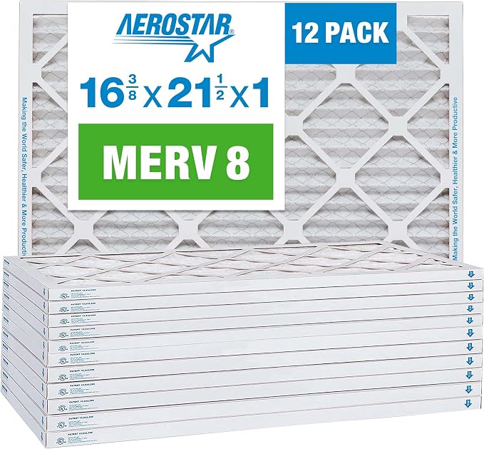 Aerostar 16.375x21.5x1 MERV 8 Air Filter, Pleated AC Furnace HVAC Filters by AirFiltersDelivered