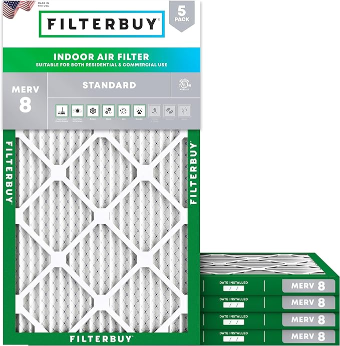 Filterbuy 16x24x1 Air Filter MERV 8 Essential Dust & Allergy Defense, by Filterbuy