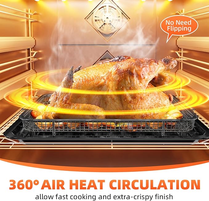 Air Fryer Basket, 2 Set Oven Air Fryer Basket and Tray - Image 3