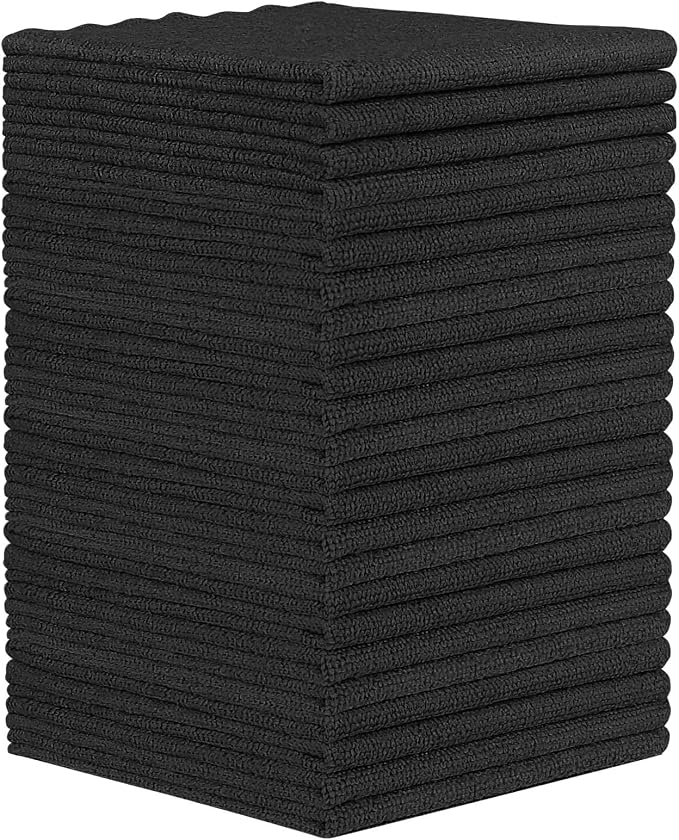 Orighty Black Microfiber Cleaning Cloth, 24 Pack Highly Absorbent Cleaning Rags by AllRightinOrighty