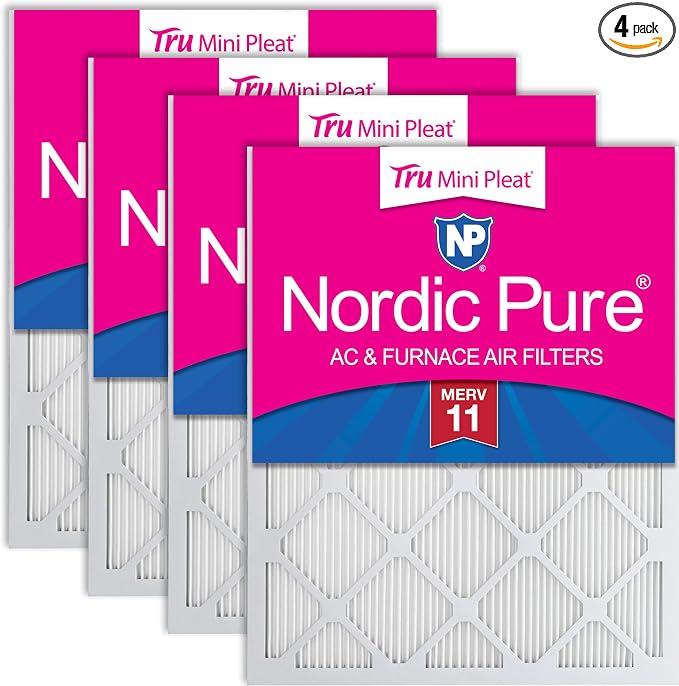 Nordic Pure 16x16x1 Tru Mini Pleat MERV 11 AC Furnace Air Filters 4 Pack | by NordicPure