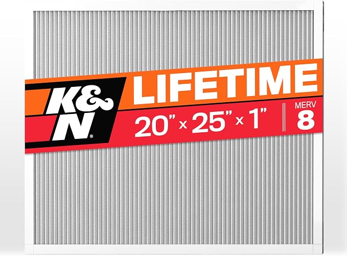 K&N 20X25X1 HVAC Furnace Air Filter, Lasts a Lifetime, Merv 8, the Last HVAC by KNEngineeringInc