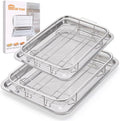 2 Pack Air Fryer Basket for Oven, Large Air Fryer Basket and Tray Stainless by DONGULI