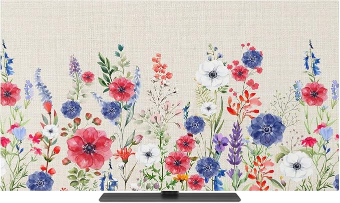 Natural Garden Poppy Wildflowers Indoor TV Cover, Elastic TV Screen Protector by Unknown