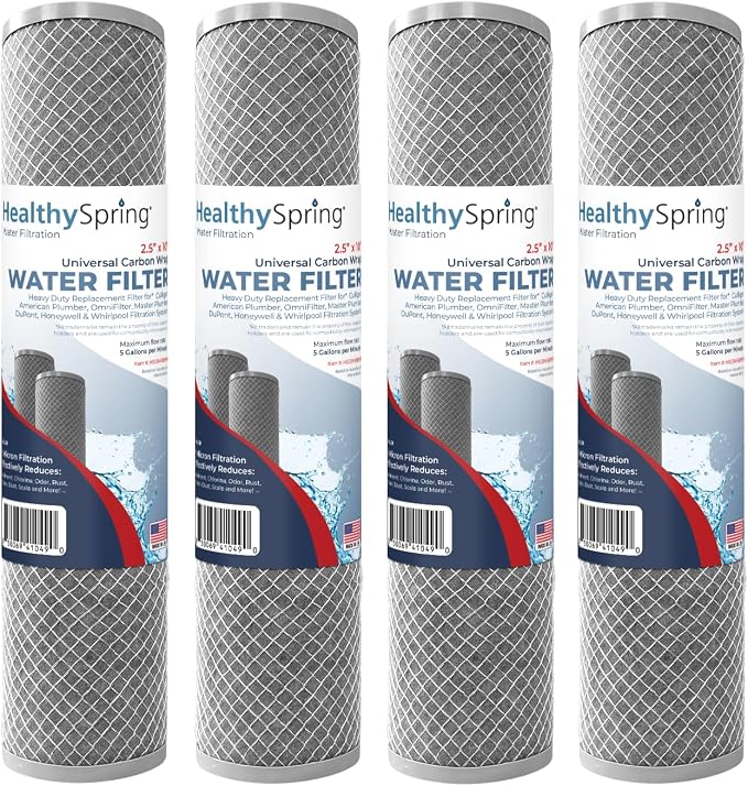 American Made, 5 Micron 2.5" x 10" Whole House CTO Carbon Sediment Water Filter by HealthySpring