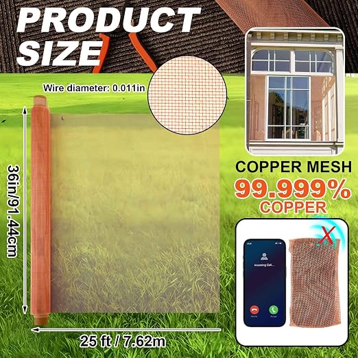 Zonon 99.999% Pure Copper Mesh Screen 36" x 25', 0.11in Wire Diameter, 16x16 - Image 2
