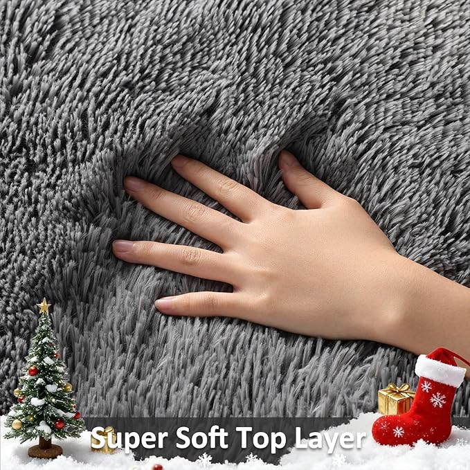 Ophanie 2x4 Small Rug Upgrade Non Slip Throw Bedside Area Rugs, Fluffy Soft Grey Mini Bedroom Carpet, Affordable Door Entryway Indoor Inside Front Entrance Dog Mat, Home Decor Aesthetic, Nursery