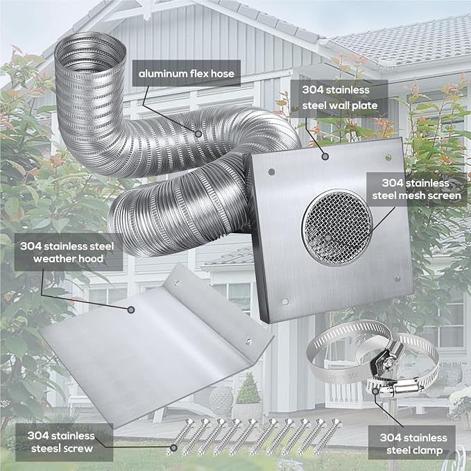 Pellet Stove Fresh Air Intake Kit, Aluminum Flex Vent Pipe - Image 2