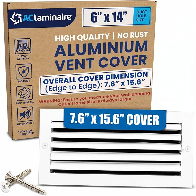 6x14 Aluminum 1-Way Air Vent Cover Wall Ceiling Register Multi-Shutter Damper by ACLAMINAIRE