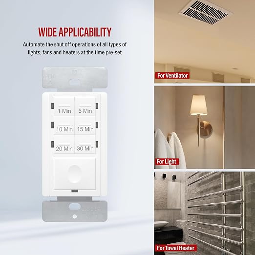 ENERLITES 30-Minute No Neutral Countdown Timer Switch, 1-5-10-15-20-30 Min - Image 3