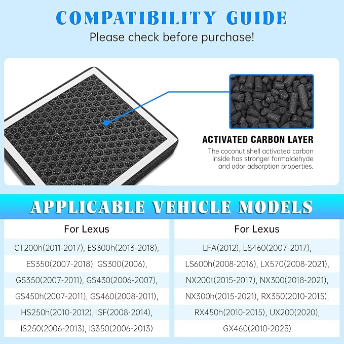 MASHA Cabin Air Filter for Lexus RX350 RX450h ES350 ES300 GS350 GS450h IS350 - Image 2