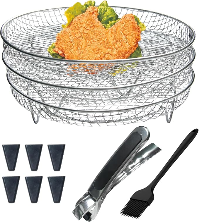 Air Fryer Racks Stainless Steel 11Pcs Air Fryer Universal Accessories, 3 Layer by Dsoar