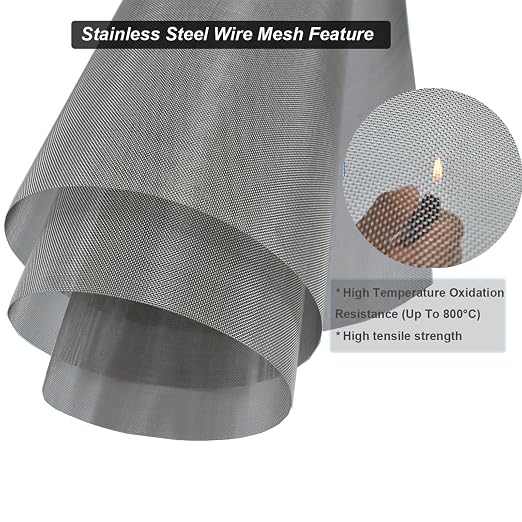 304 Stainless Steel Mesh 60Mesh, 15.7"x47.2" Metal Mesh Screen, Woven Fine Wire - Image 3