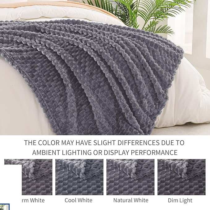 Exclusivo Mezcla Fleece California King Blanket for Bed, Oversized Fuzzy Grey Bed Blankets, Soft Cozy Plush Sofa Throws for All Seasons, 120x120 Inches