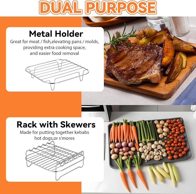 2 Pcs Air Fryer Rack Square, Stackable Multi-Layer Stainless Steel Dehydrator - Image 6