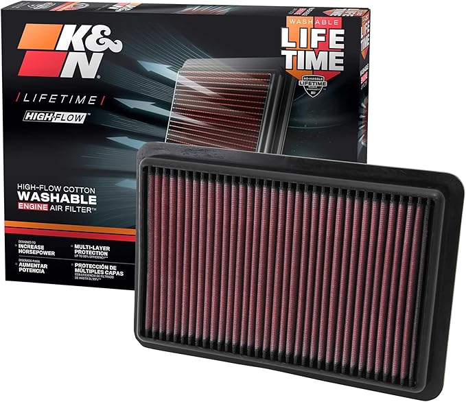 K&N High-Flow Original Lifetime Engine Air Filter: Increase Power: Premium by KNEngineeringInc