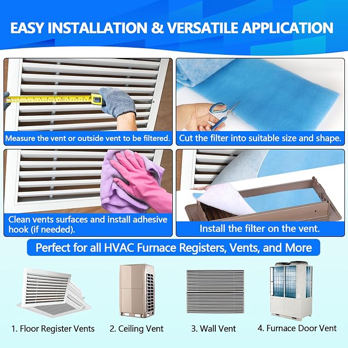 16" x120" Air Vent Filters, Cut to Fit Air Filter, MERV 8 Triple Vent Filter - Image 5