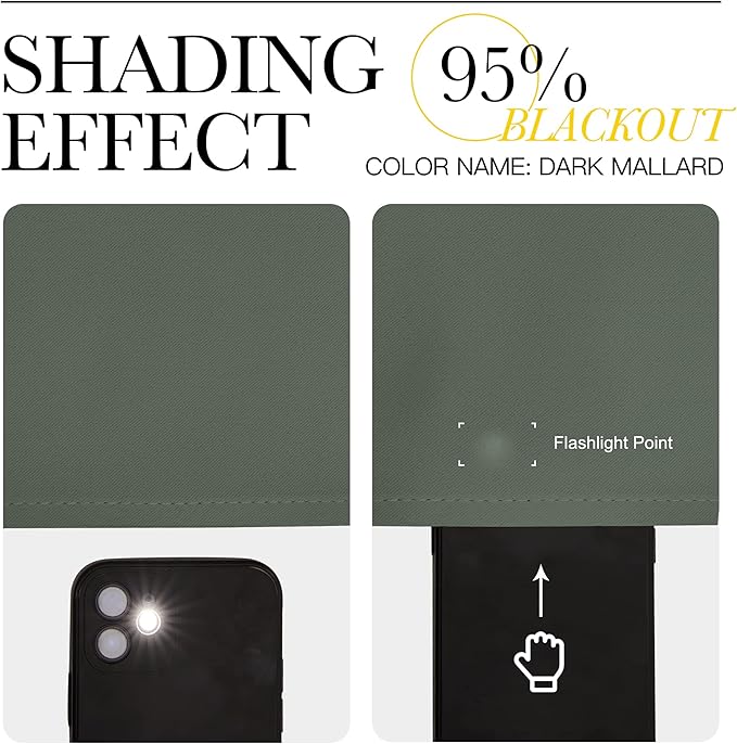 NICETOWN Bedroom Curtains Blackout Draperies - All Season Thermal Insulated Solid Rod Pocket Top Blackout Curtains/Drapes for Kid's Room (Dark Mallard, 1 Pair, 34 x 63 Inch)