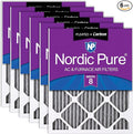 Nordic Pure 16x25x1 Pleated MERV 8 Plus Carbon Air Filters 6 Pack | Actual by NordicPure
