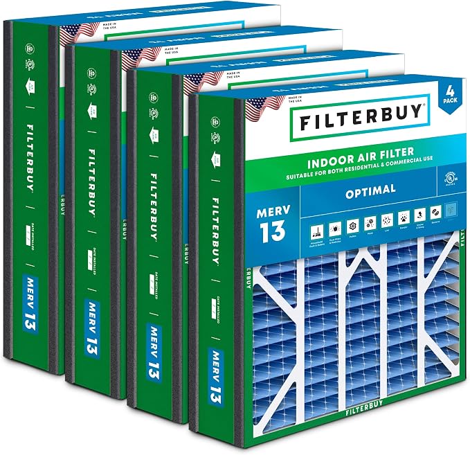 Filterbuy 20x20x5 Air Filter MERV 13 Optimal Smoke & Allergy Defense, by Filterbuy