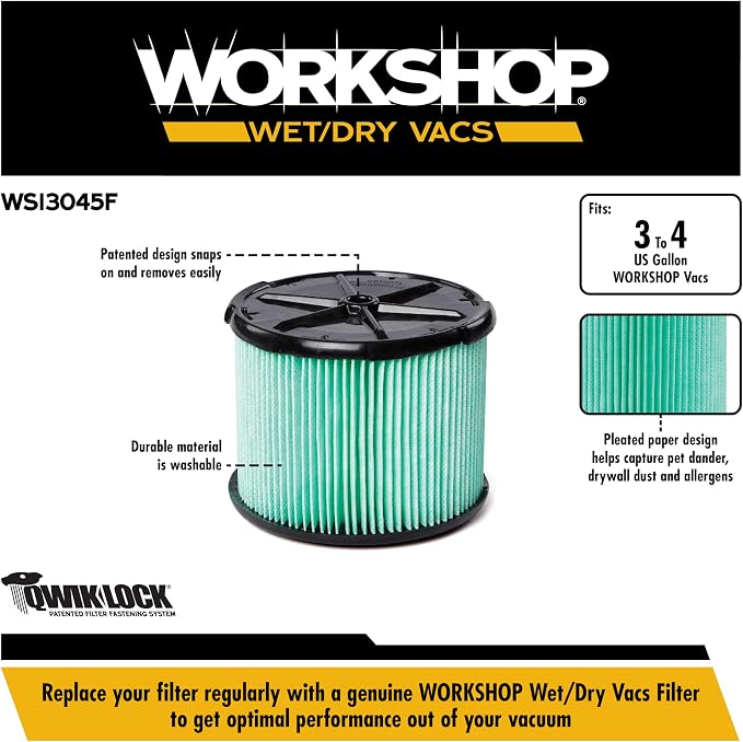 WORKSHOP Wet/Dry Vacs Vacuum Filters WS13045F HEPA Media Filter - Image 3