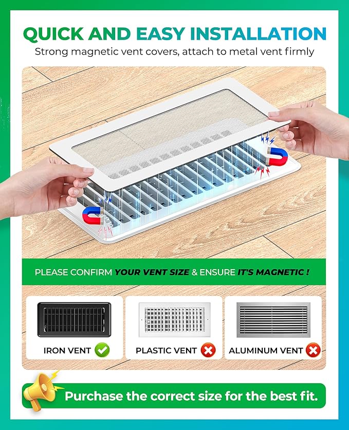 Magnetic Vent Screen Mesh Covers 3 Pack, Floor Vent Covers, Vent Covers - Image 4
