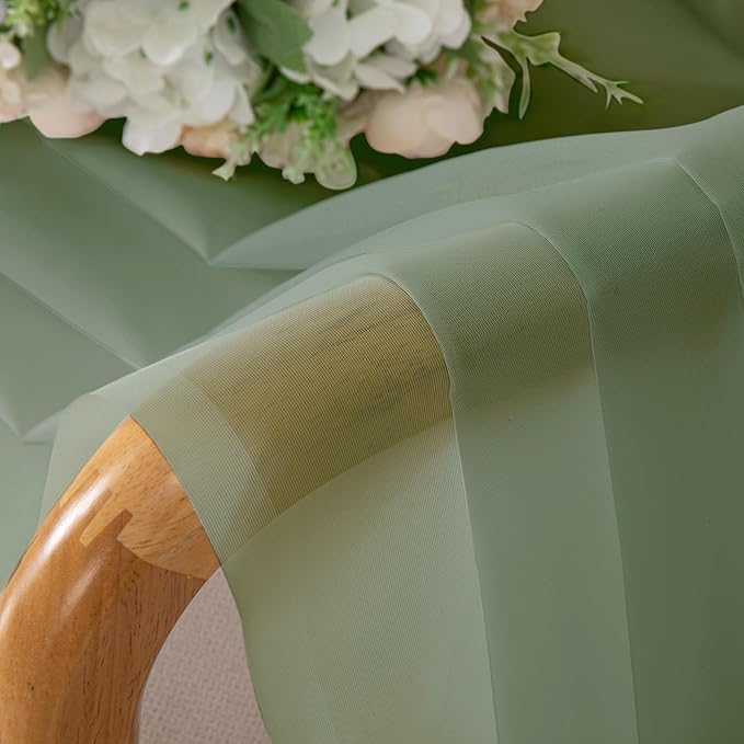 OWENIE Short Sheer Curtains 30 Inches 2 Panels Set, Kitchen Tiers Light Filtering Rod Pocket Cafe Curtains for Kitchen Bathroom Small Half Window, 42 in W x 30 in L, Sage Green
