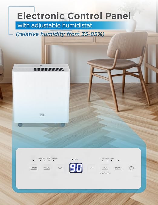 BLACK+DECKER 50-Pint Portable Dehumidifier, Dehumidifier - Image 3