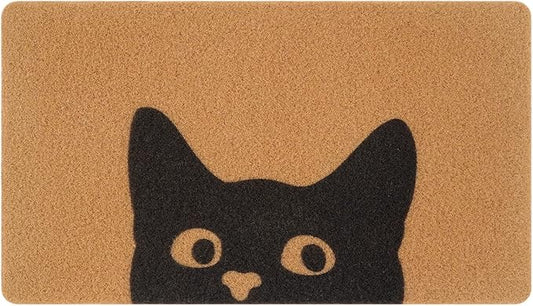 UINI Door Mat Outdoor Indoor Welcome Mats, Cute Cat Front Doormat, Non Slip Durable Entrance Rugs for Front Door, Inside Outside Entry, Porch, Resist Dirt, 17" x 30", Easy to Clean
