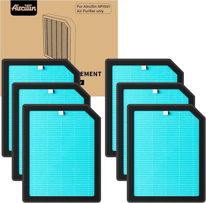 Aircillin Air Purifier AP1501 Replacement Filters 6-Pack, H13 True HEPA Filter by Aircillin