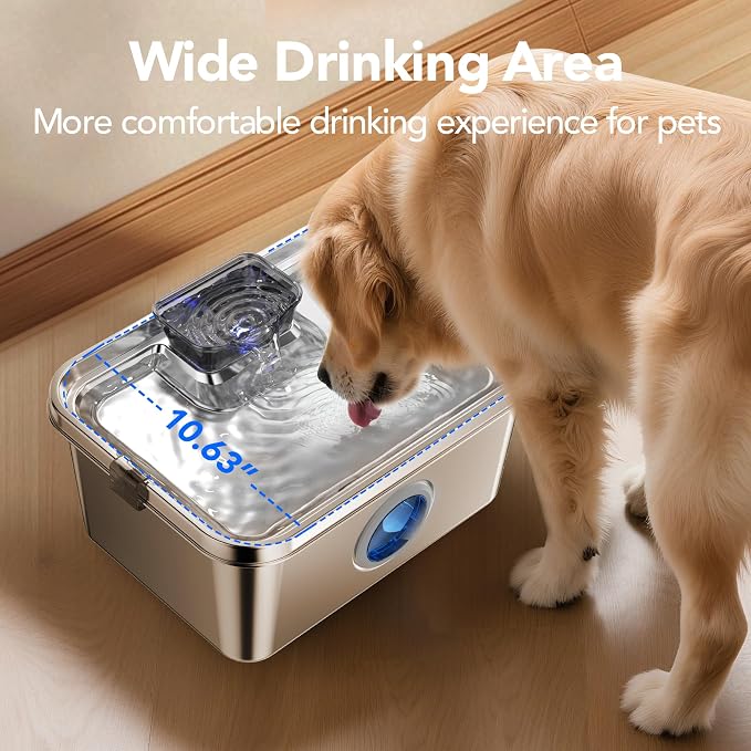 PETIMI Dog Water Fountain, 3 Gallons Stainless Steel Dog & Cat Water Fountain - Image 8