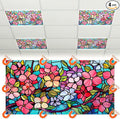 Glooglitter 4 Pcs Colorful Floral Fluorescent Light Covers 4 x 2 ft Stained by Glooglitter