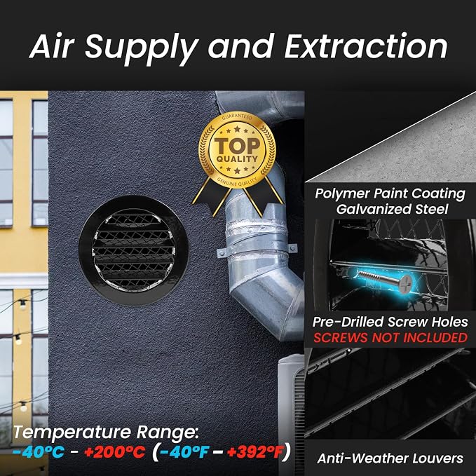 Repa Market 4 Inch Heavy-Duty Black Aluminum Alloy Gable Vent - Image 3