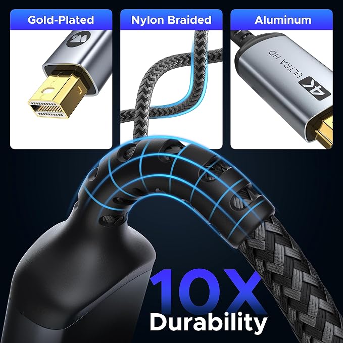 Warrky 4K Mini DisplayPort to HDMI Cable UHD Thunderbolt to HDMI Cord, Mini DP - Image 3