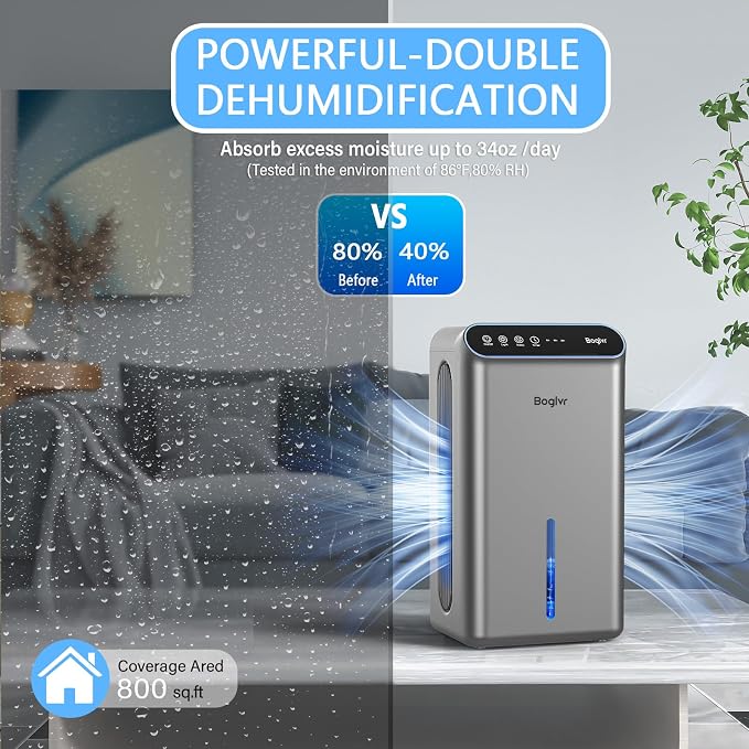 Dehumidifier for Home up to 1000 sq.ft, 98oz Small Quiet Dehumidifier - Image 3